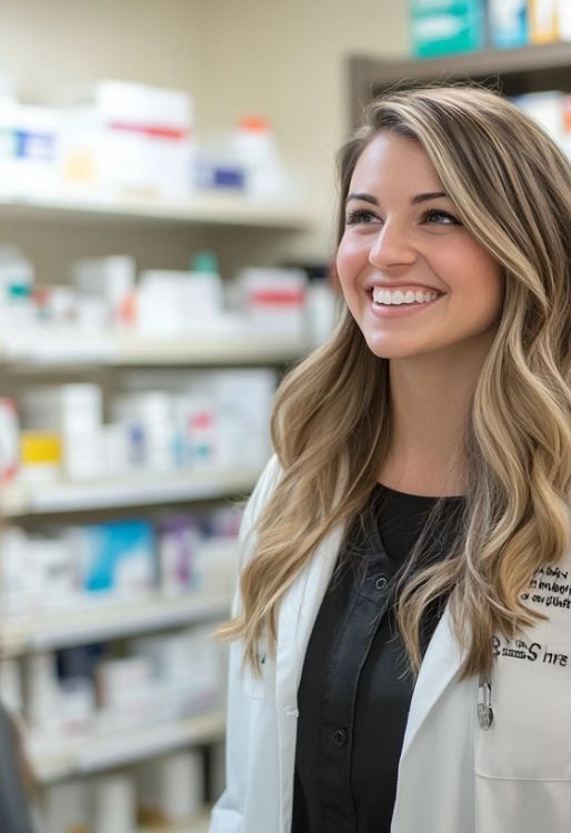 female pharmacist smiling