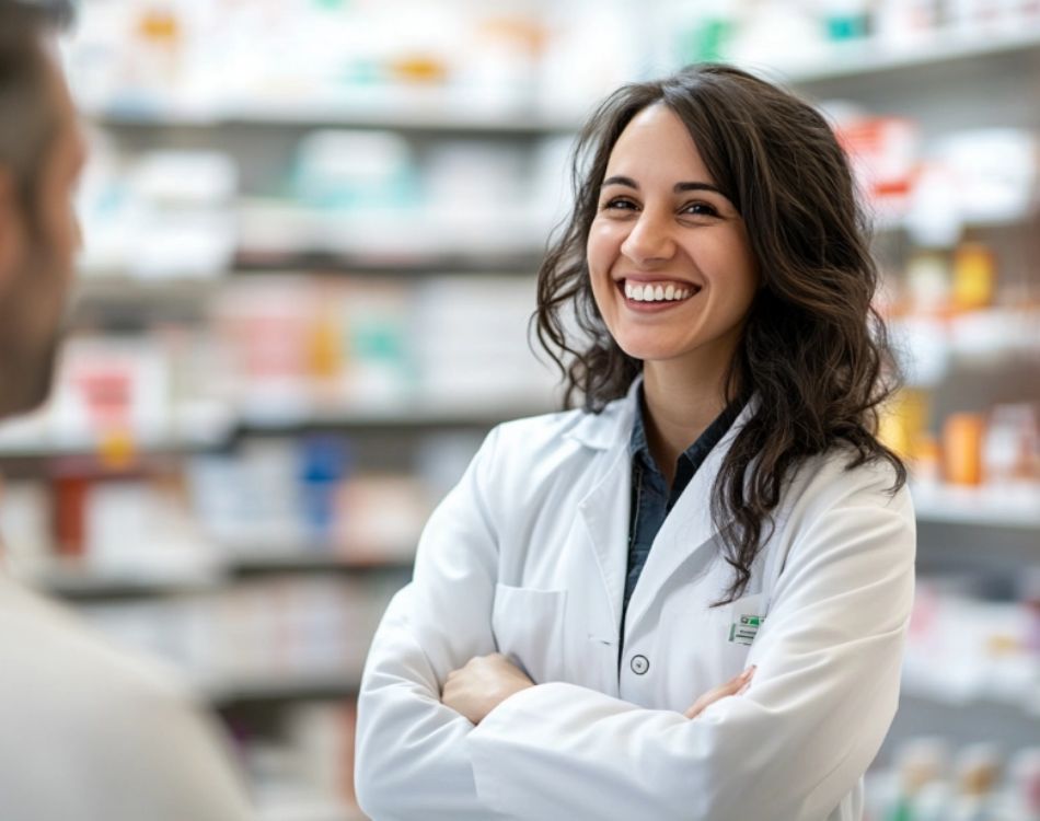 Female pharmacist helping a customer